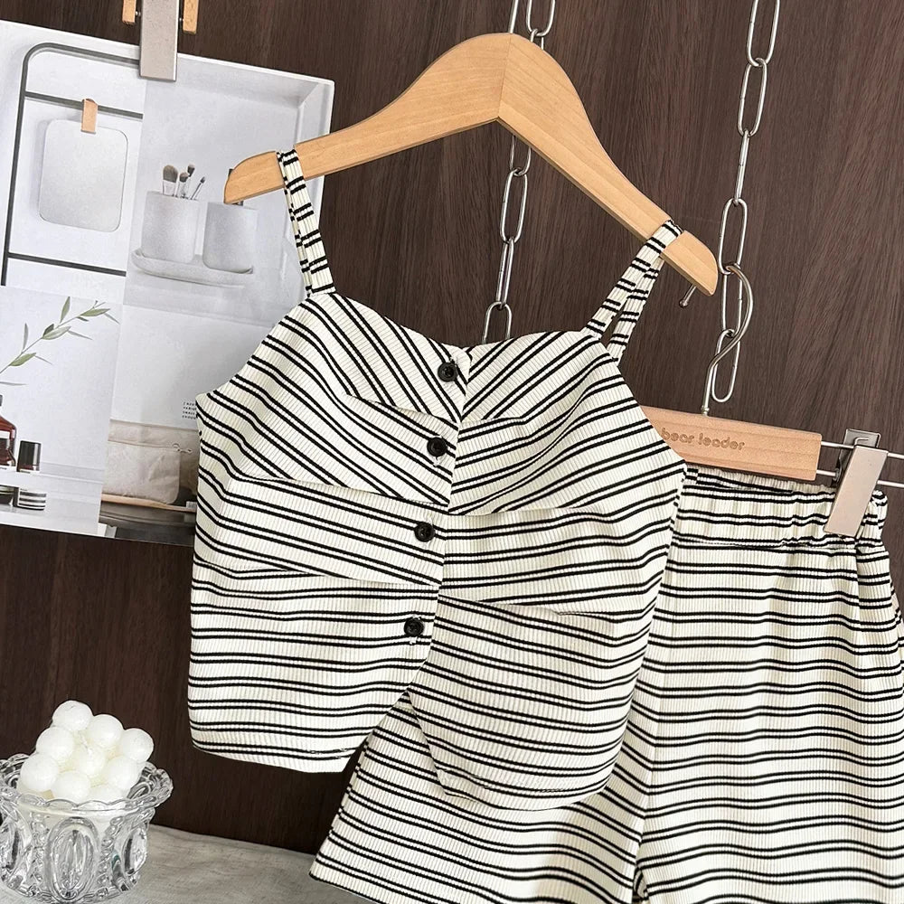 Sleeveless Striped Top & Matching Shorts Set