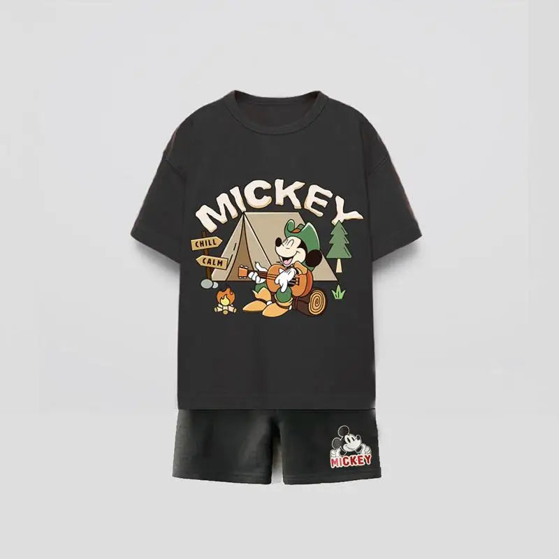 Mickey Mouse Camping Premium Cotton T-Shirt & Shorts Set