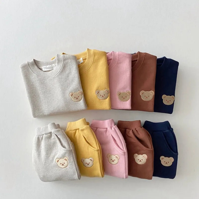 Cute Bear Sweatshirt & Trousers Set