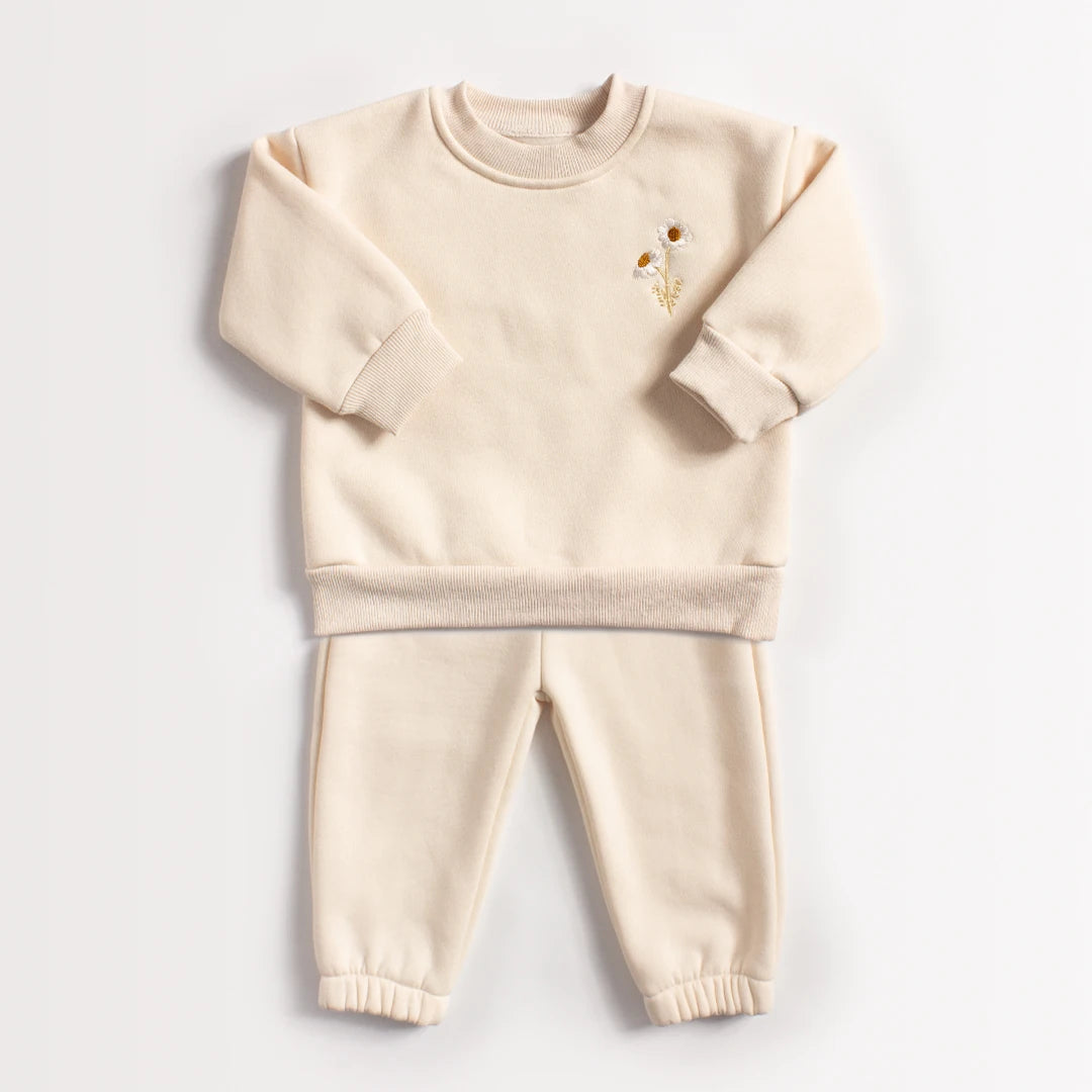 Soft fleece Flower Tracksuit Set