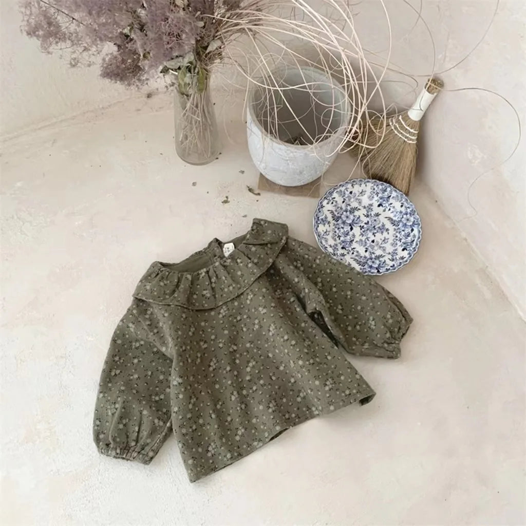 Flower Soft Top With Elegant Doll Collar