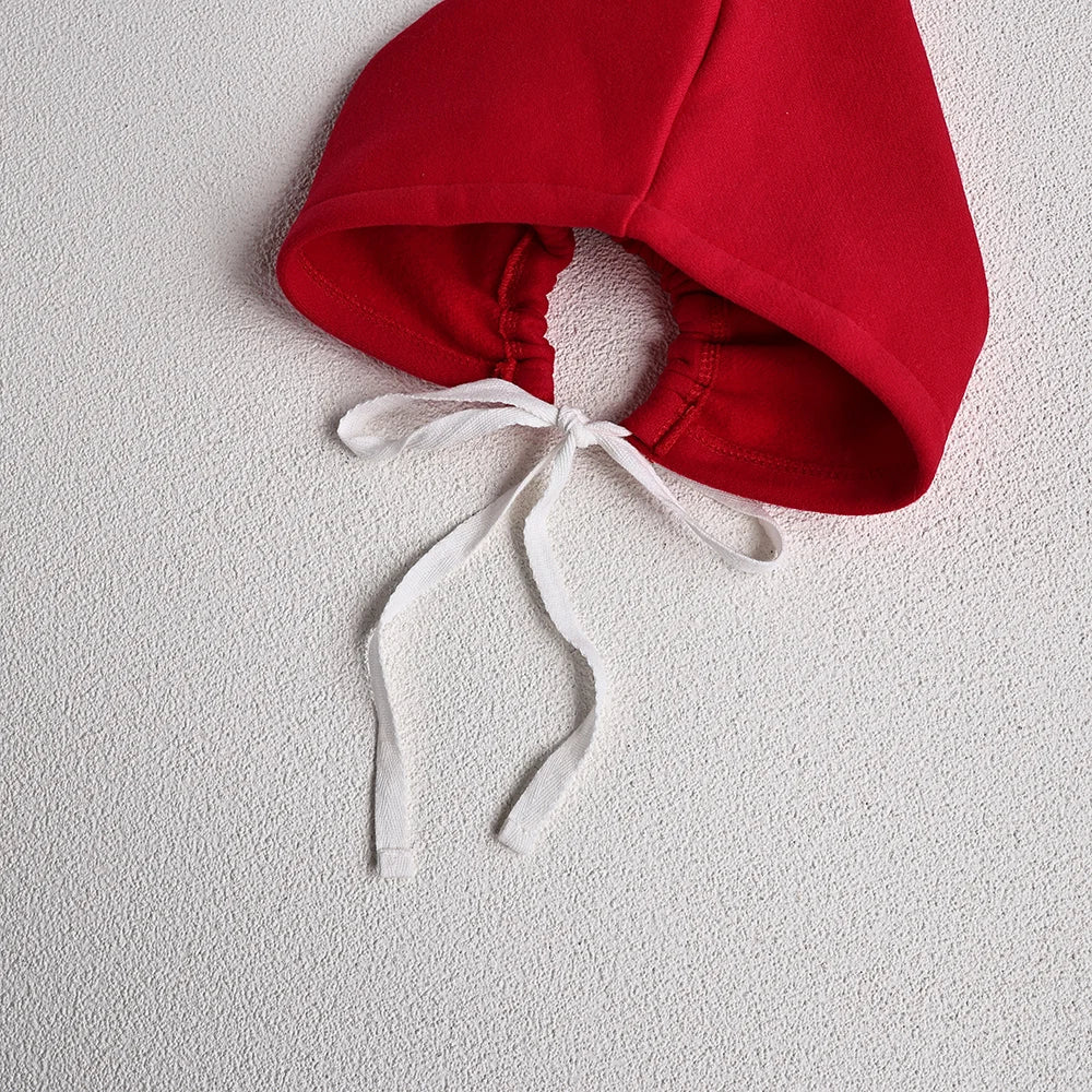 Christmas Fur Lining Bodysuit Christmas Tree Embroidery With Hat