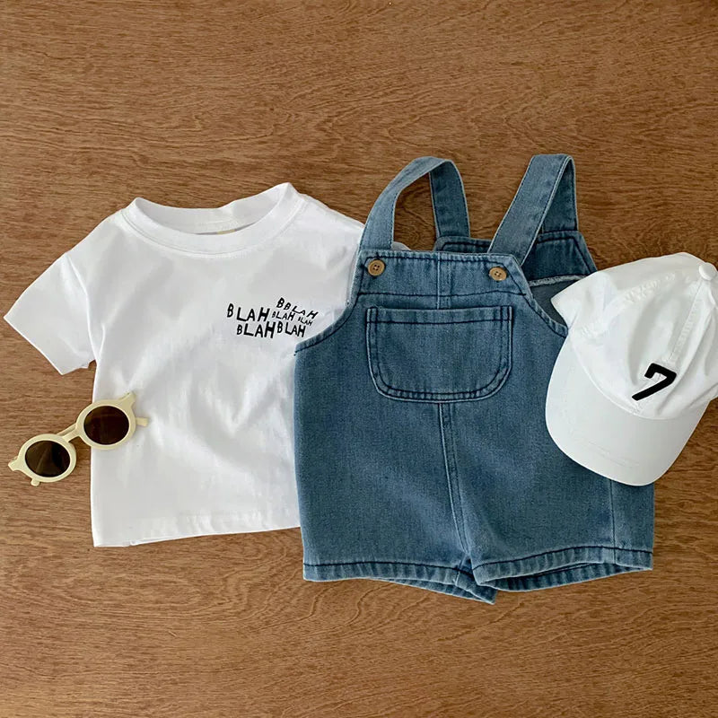 Tee & Denim Overall Outfit