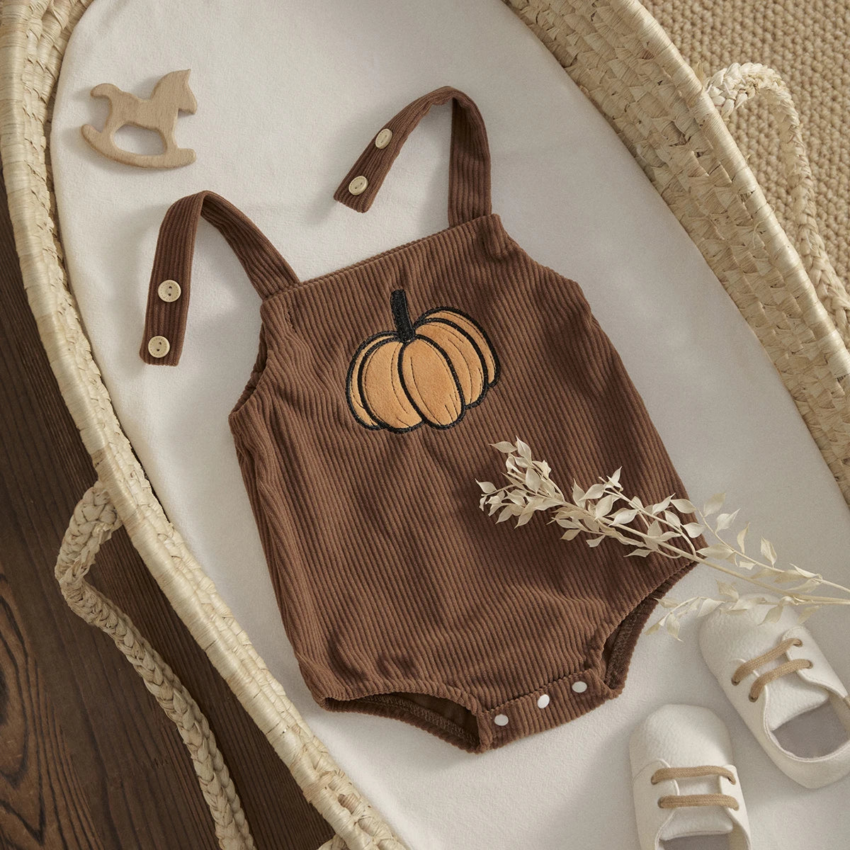 1st Halloween Baby Pumpkin Ghost Jumpsuit Corduroy Overalls