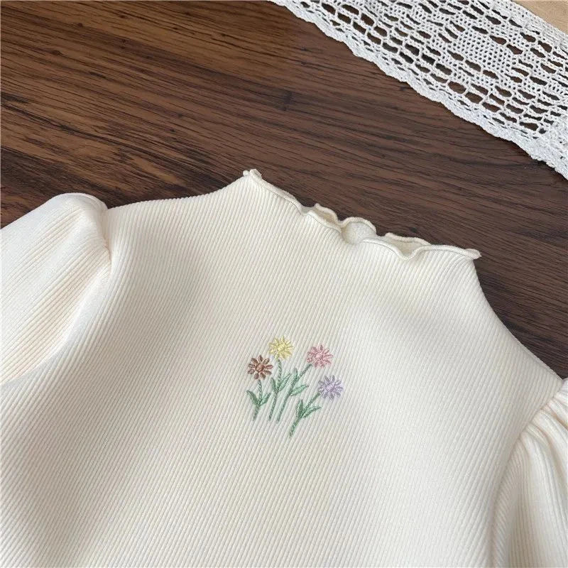 Girls Cotton Embroidery Warm Top