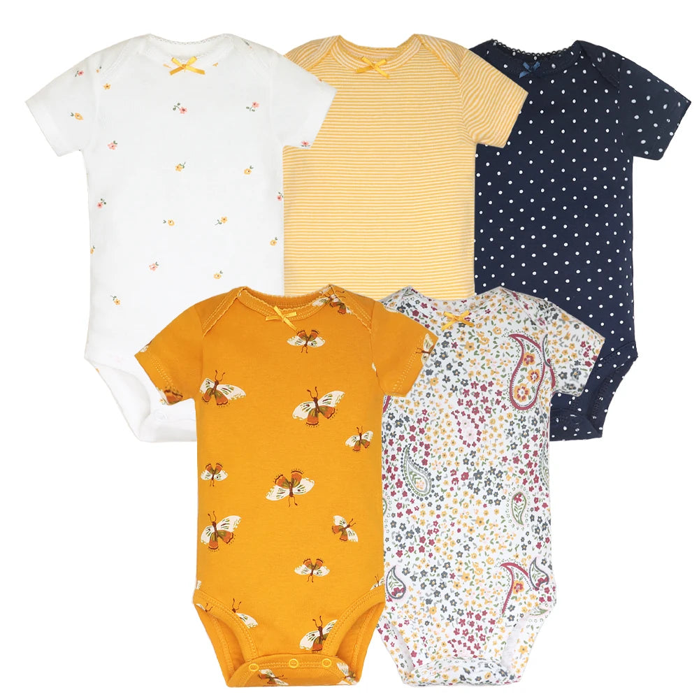 100% Cotton Cartoon Bodysuit Set (5pcs)