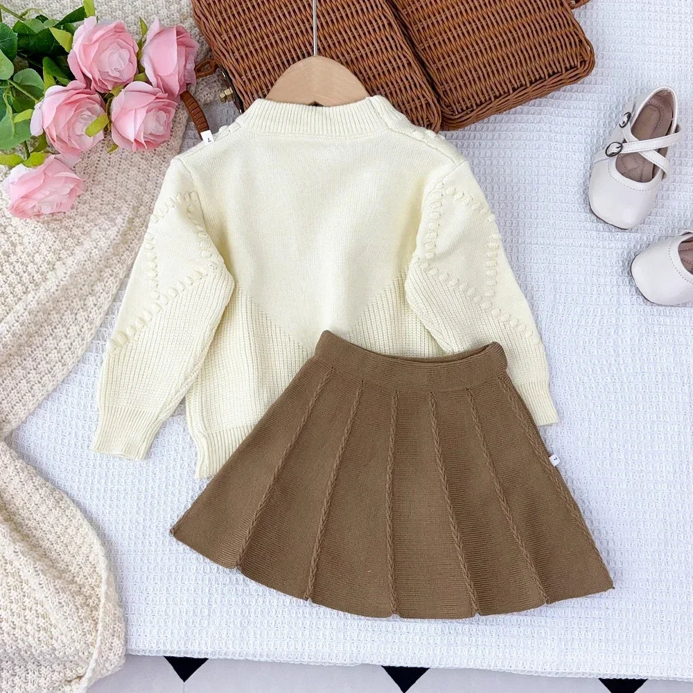 Comfortable Bow Sweater & Skirt Set