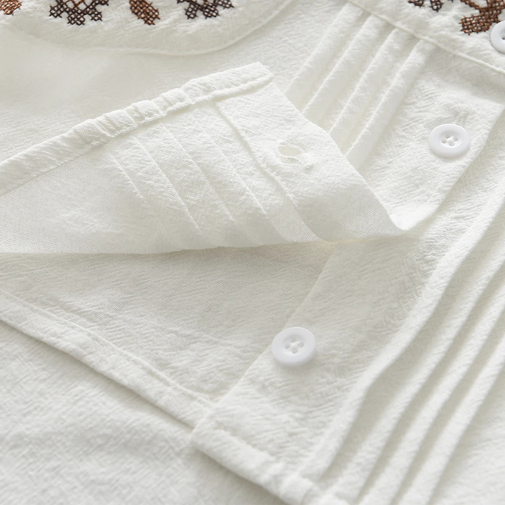 Cotton Embroidered Vest Top & Wide-Leg Pants Set