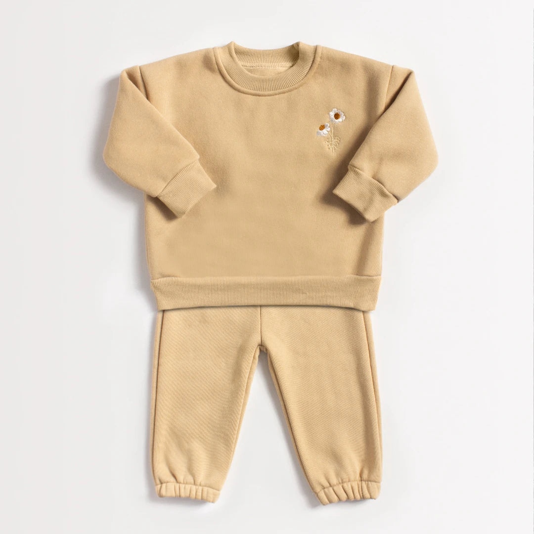 Soft fleece Flower Tracksuit Set