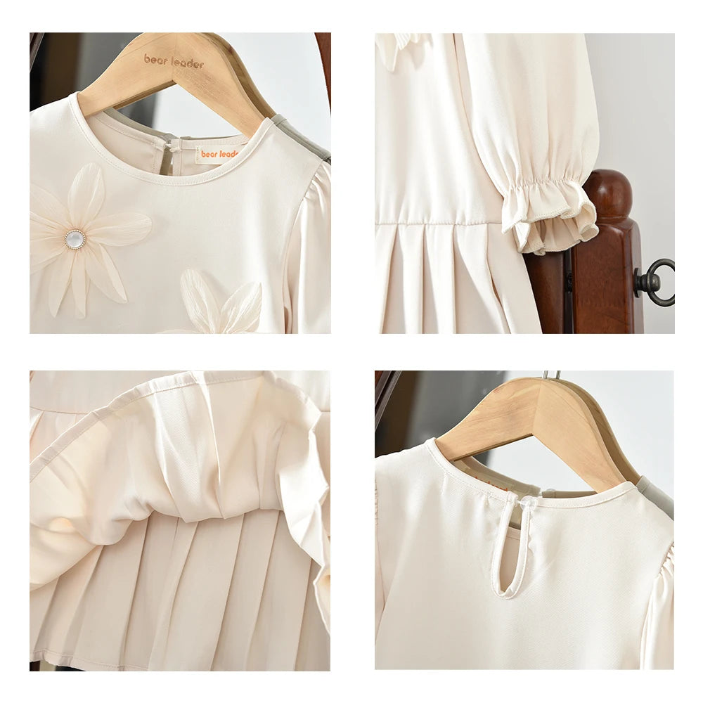 Flower Splicing Pleated Dress