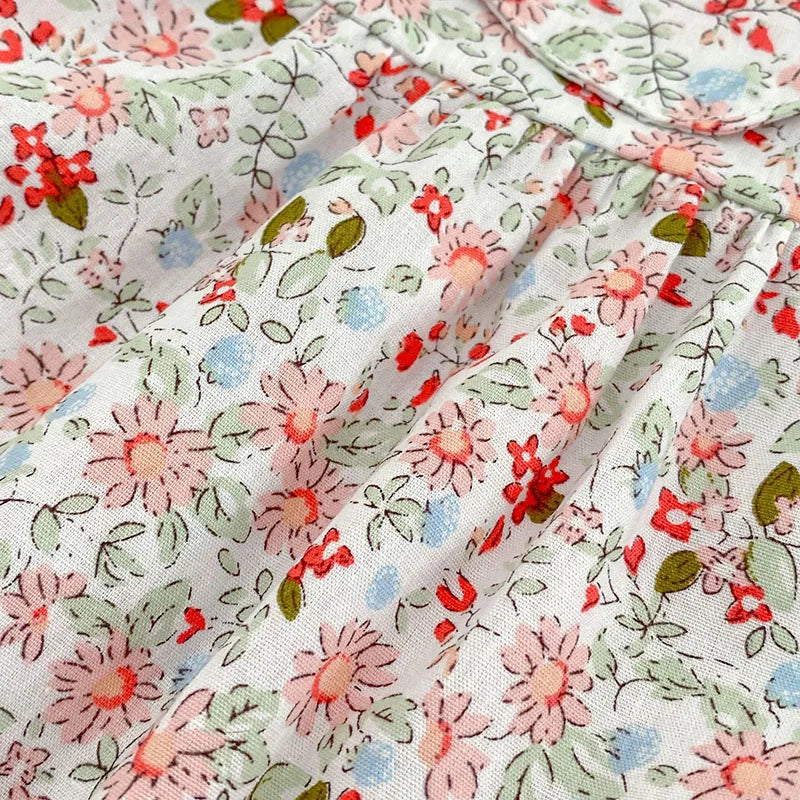 Cute Floral Collar Shirt + Bloomer 2PCS Set