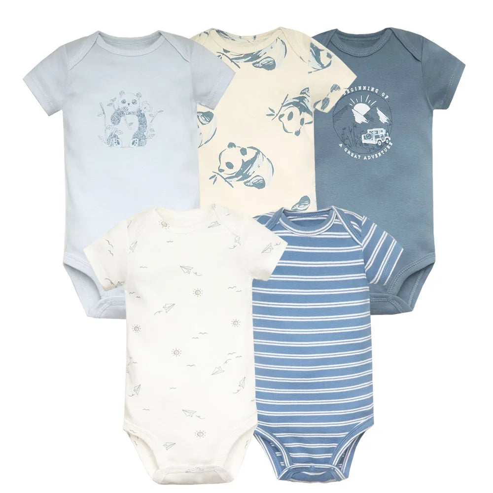 100% Cotton Cartoon Bodysuit Set (5pcs)
