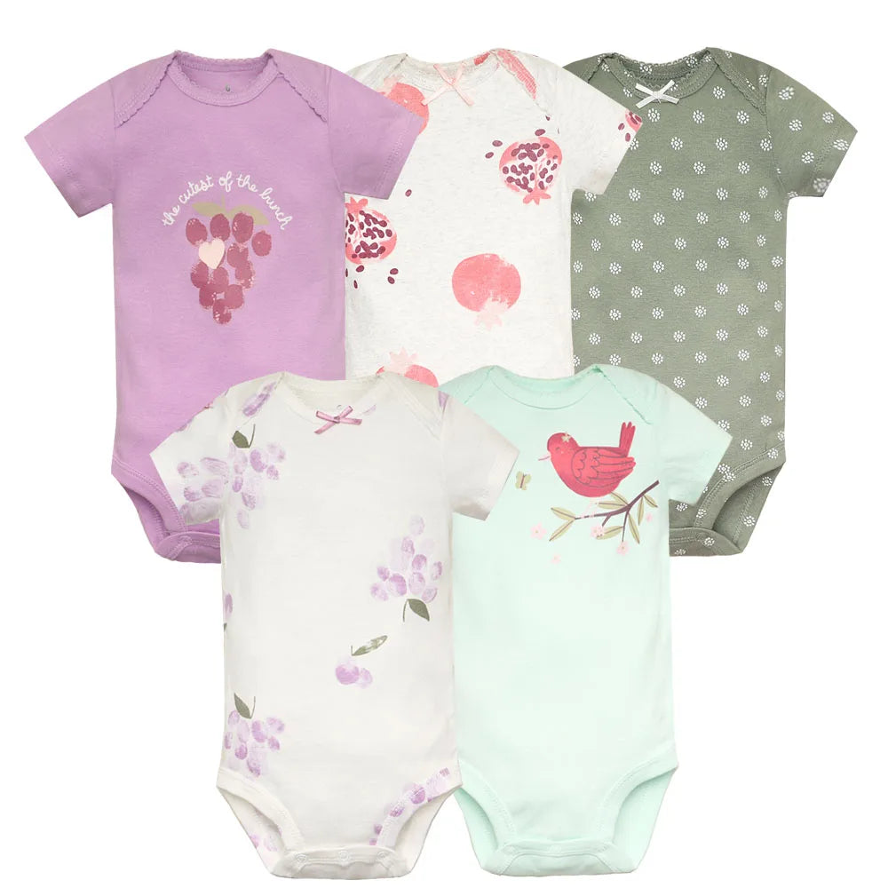 100% Cotton Cartoon Bodysuit Set (5pcs)