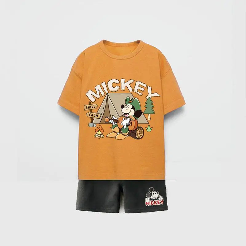 Mickey Mouse Camping Premium Cotton T-Shirt & Shorts Set