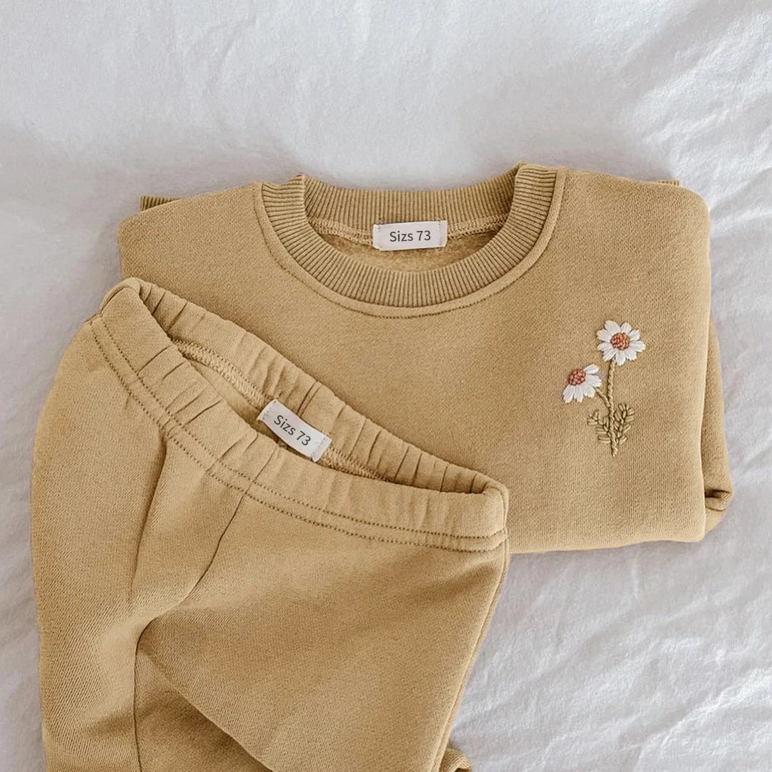 Soft fleece Flower Tracksuit Set