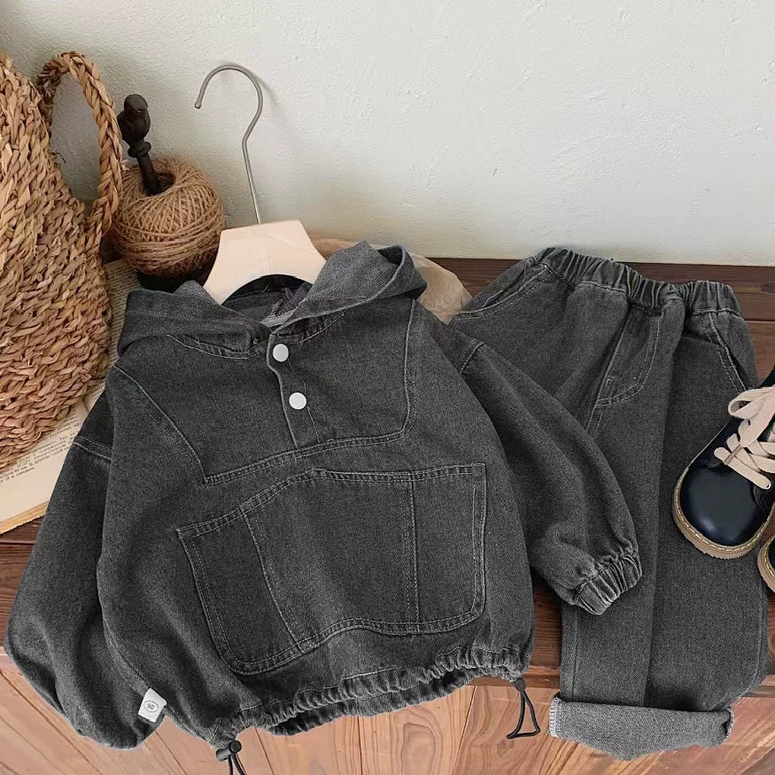 Denim Sweatshirt With Pants Set