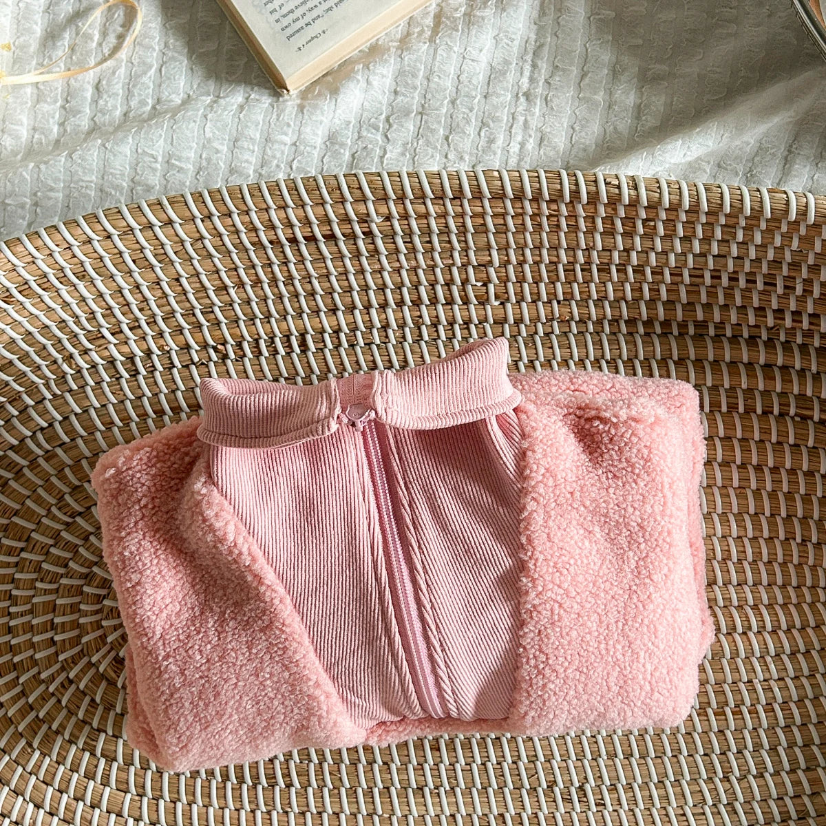 Winter Warm Zipper Baby Romper Solid Color Jumpsuit