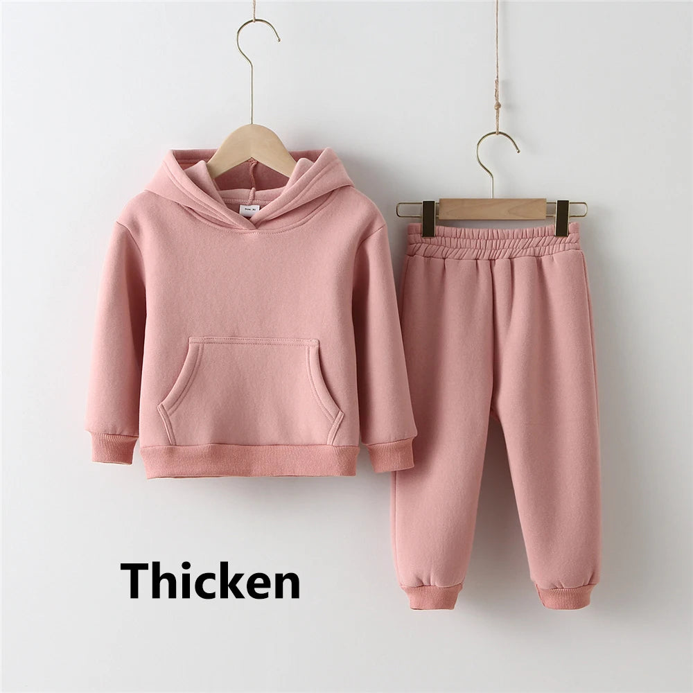 Fleece Pullover Hooded Top And Matching Pants Set