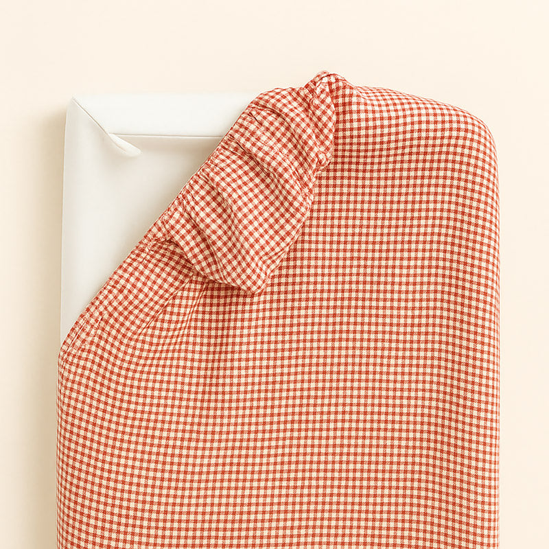 housse de matelas a langer en coton bio vichy made in france