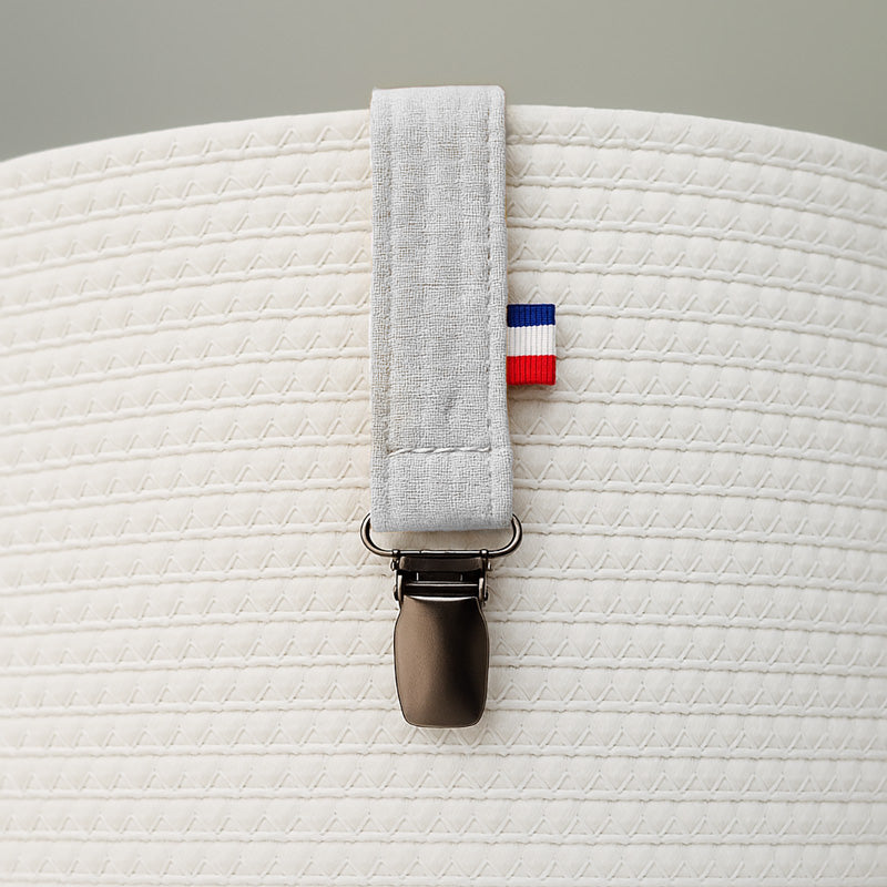 attache sucette coton bio vert blanc orange papate