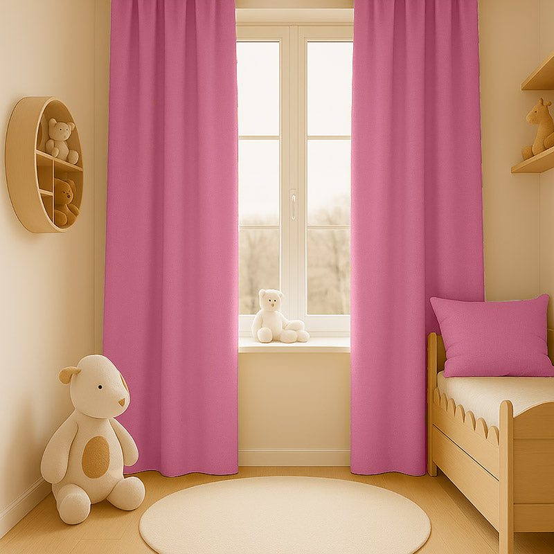 duo lot rideau enfant gaze coton bio rose fille long chambre