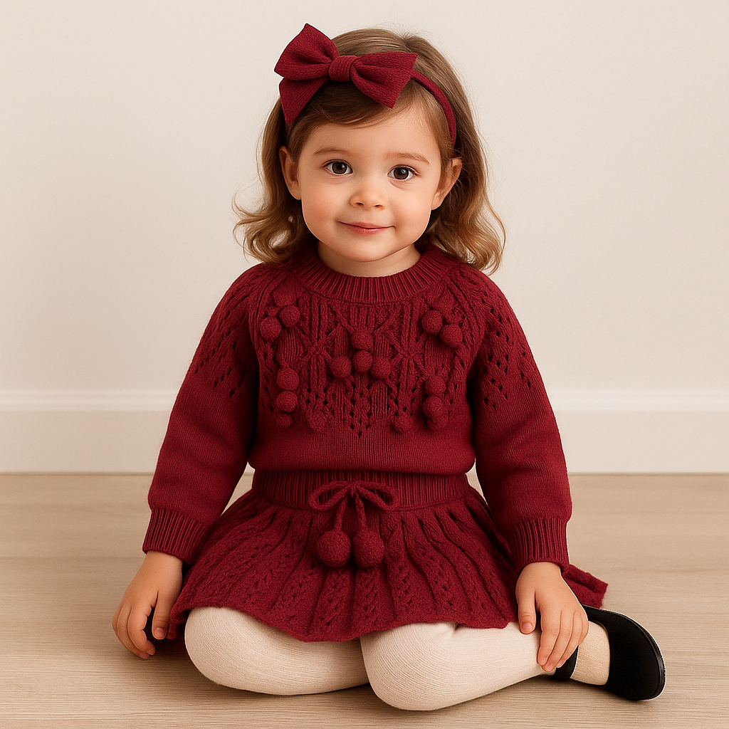 Elegant Knitted Pullover Sweater & Skirt Set