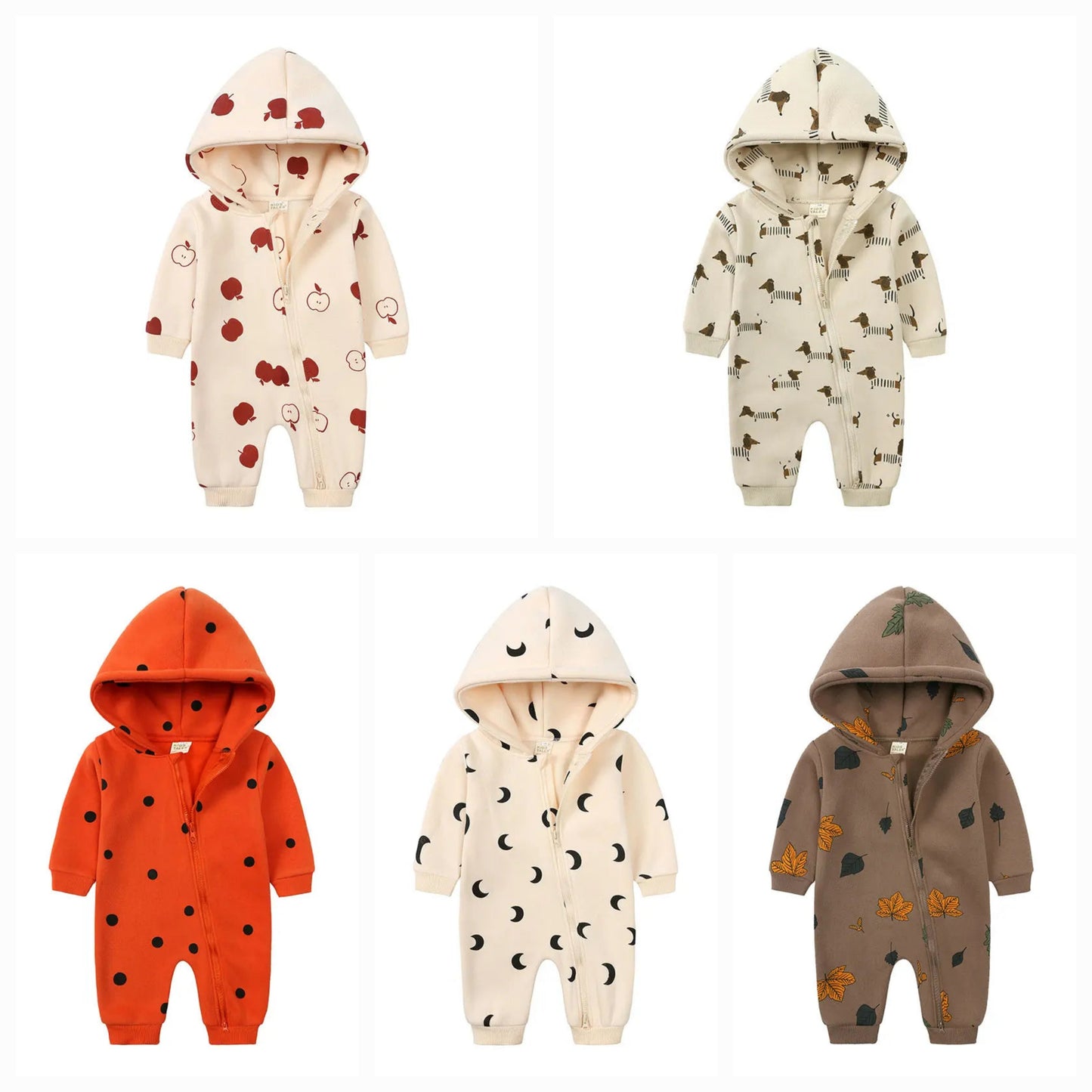 Soft Cotton Hooded Zipper Romper
