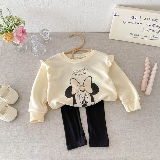 Cotton Cartoon Sweatshirt & Matching Pants Set