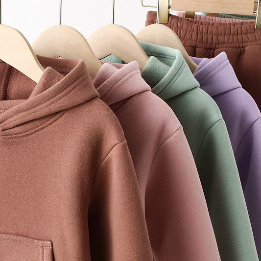 Fleece Pullover Hooded Top And Matching Pants Set