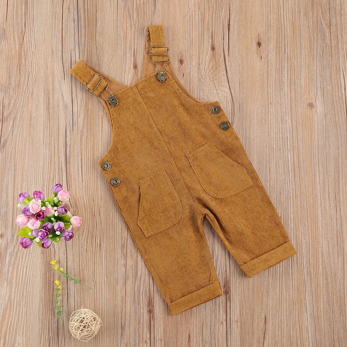 Corduroy Overalls with Straps & Pockets