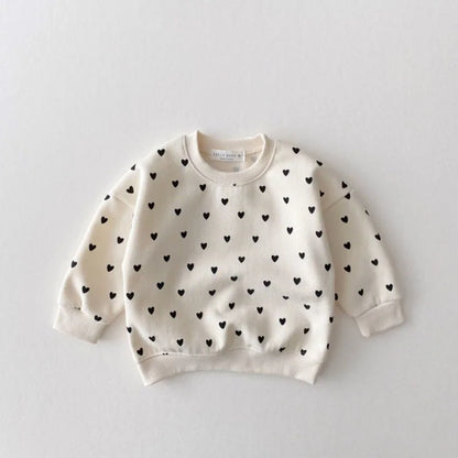 Heart Print Baby Hoodie & Pants Set