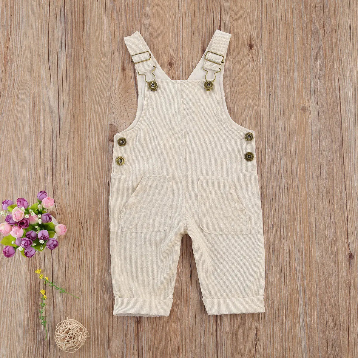 Corduroy Overalls with Straps & Pockets
