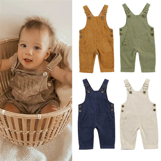 Corduroy Overalls with Straps & Pockets
