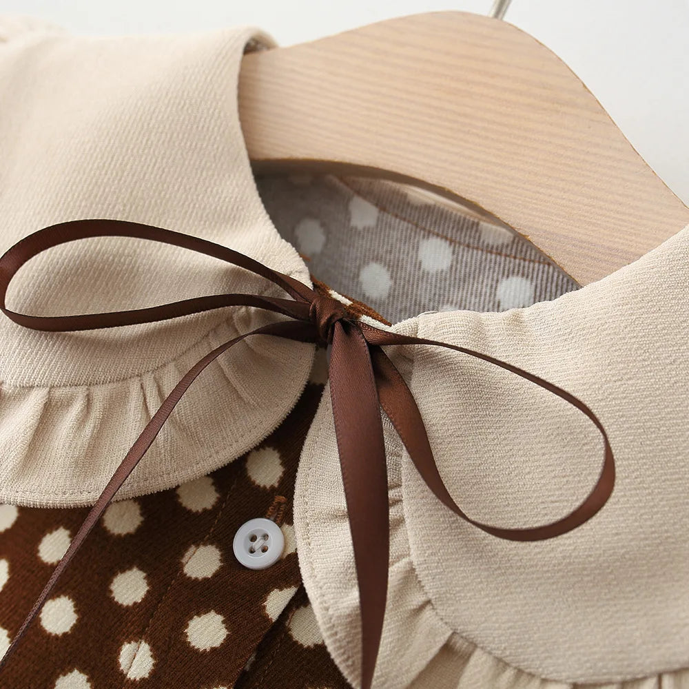 Adorable Ribbon Bow Dot Dress