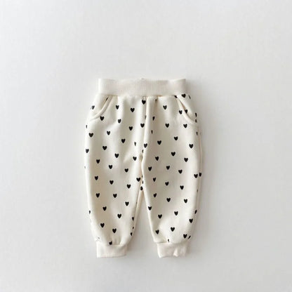 Heart Print Baby Hoodie & Pants Set