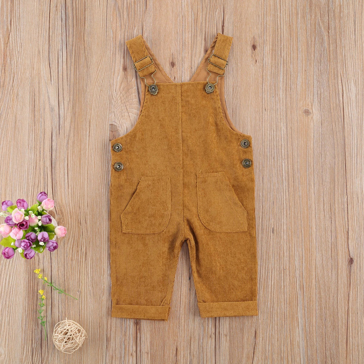 Corduroy Overalls with Straps & Pockets