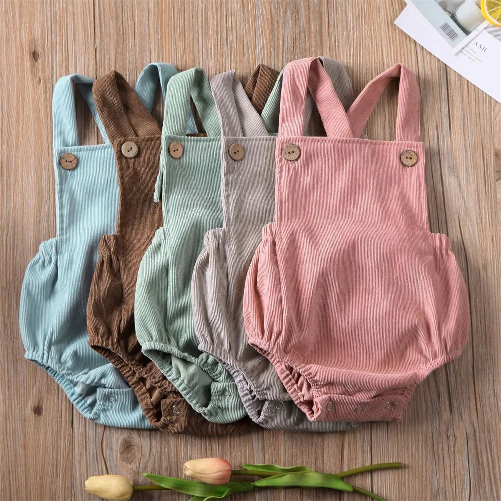 Adorable Baby Romper – Soft Corduroy Sleeveless Jumpsuit