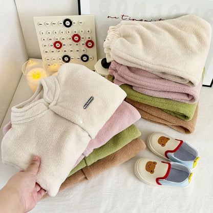 Warm Zipper Top & Pants Two-Piece Set