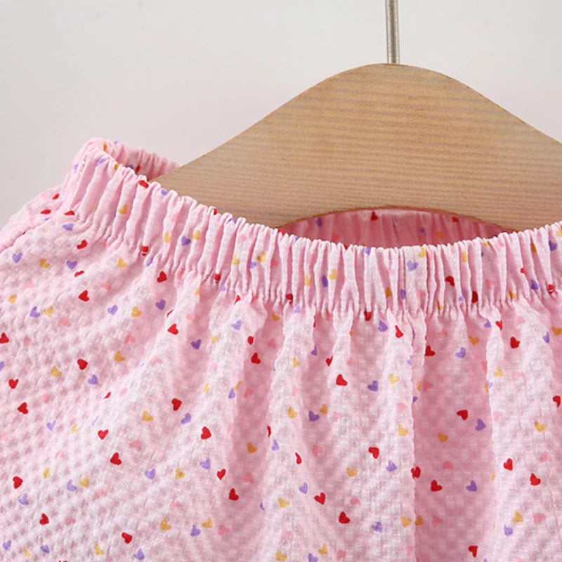 Colorful Dotted Flying Sleeve With Shorts Set