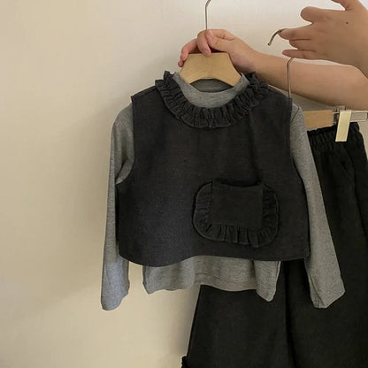 3-Piece Suit Long Sleeve Bottom Shirt, Vest & Pants Set