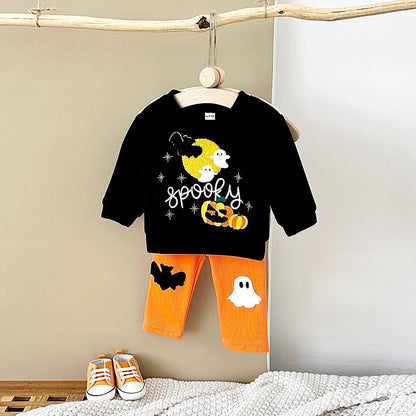 Baby Halloween Pumpkin/Ghost Pullover T-Shirt & Pants Set