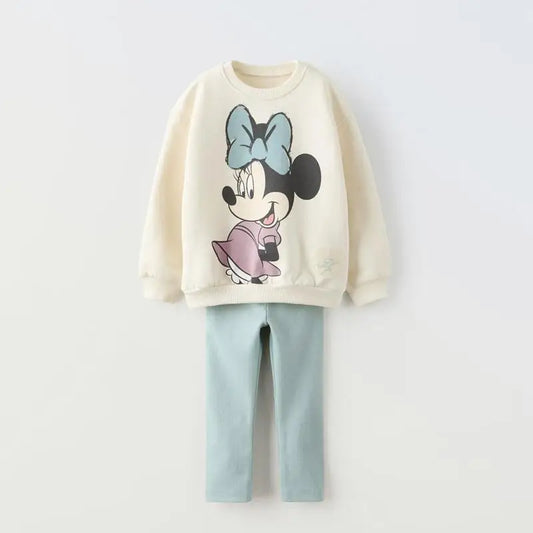 Cotton Cartoon Sweatshirt & Matching Pants Set