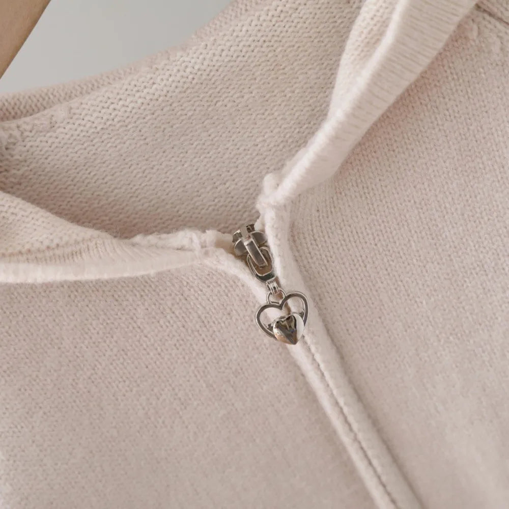 Knitted Hooded Sweatshirt & Pants 2-piece Set