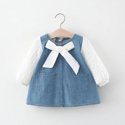 Girl Bow Denim Dress – Adorable Spring & Fall Outfit