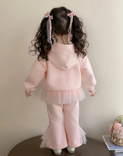 Elsa Princess Zippered Hooded Jacket & Bellbottom Pants