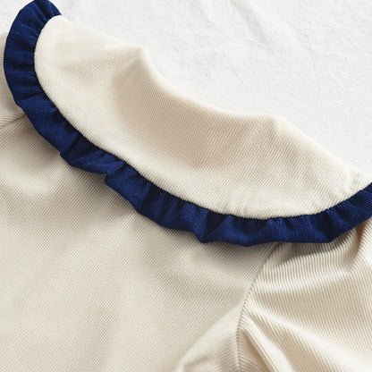 Long Sleeve Shirt Top & Bow Skirt Two Piece Set