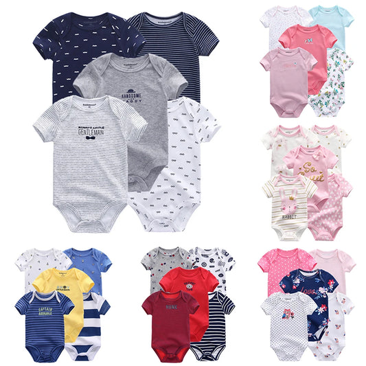100% Cotton Cartoon Bodysuit Set (5pcs)
