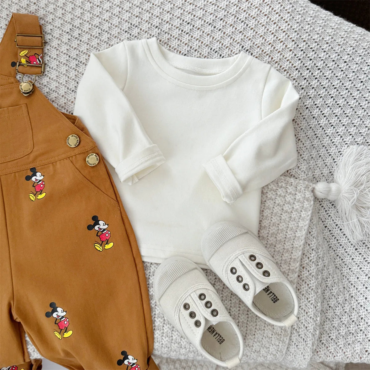 Mickey Mouse Soft, Breathable Cotton Romper & Tee Set