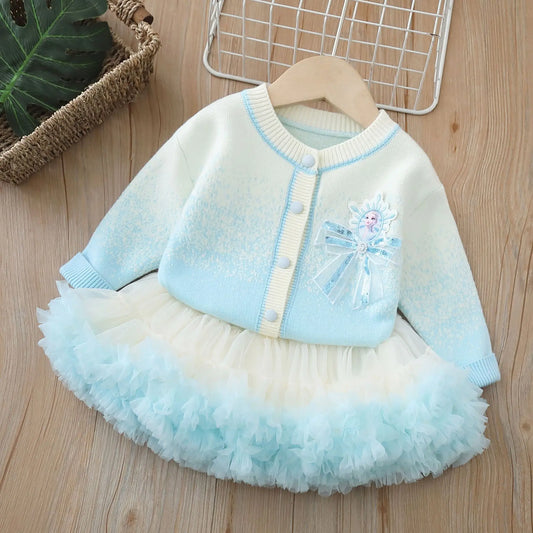 Frozen Knitted Cardigan and Tutu Skirt