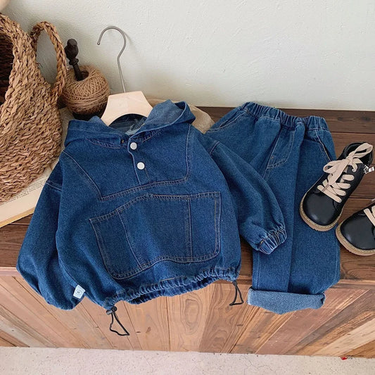 Denim Sweatshirt With Pants Set